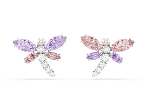 Σκουλαρίκια με καραφάκι Ariana Grande x Swarovski, Μείξη κοπών, Λιβελούλα, Πολύχρωμα, Επιμετάλλωση ροδίου