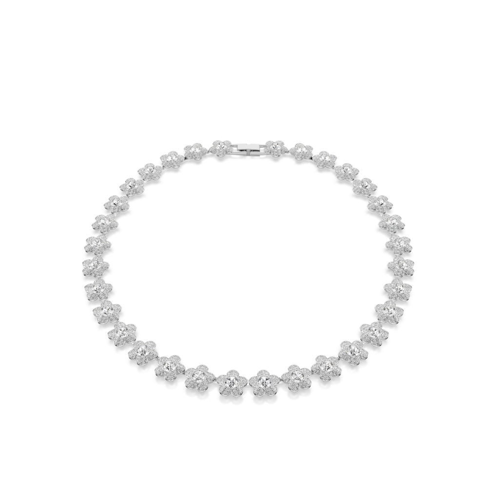 Κολιέ Ariana Grande x Swarovski, Στρογγυλή κοπή, Λουλούδι, Λευκό, Επιμετάλλωση ροδίου