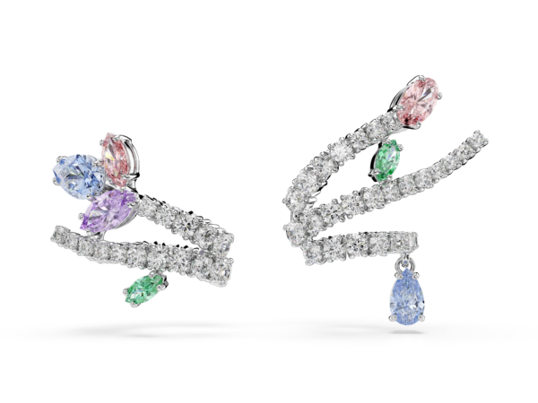 Σετ σκουλαρίκια-χειροπέδα Ariana Grande x Swarovski, Μείξη κοπών, Πολύχρωμο, Επιμετάλλωση ροδίου