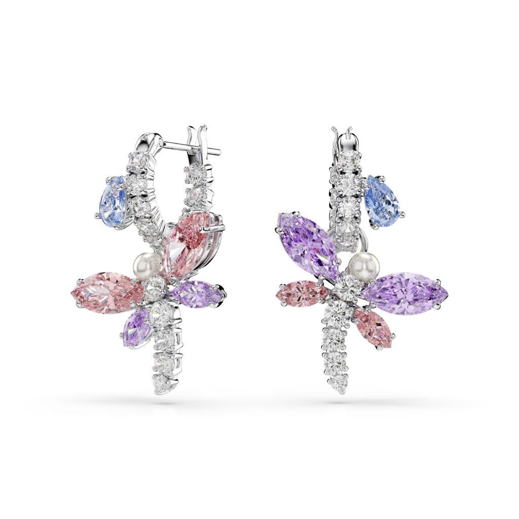 Σκουλαρίκια-σταγόνα Ariana Grande x Swarovski, Μείξη κοπών, Λιβελούλα, Πολύχρωμα, Επιμετάλλωση ροδίου