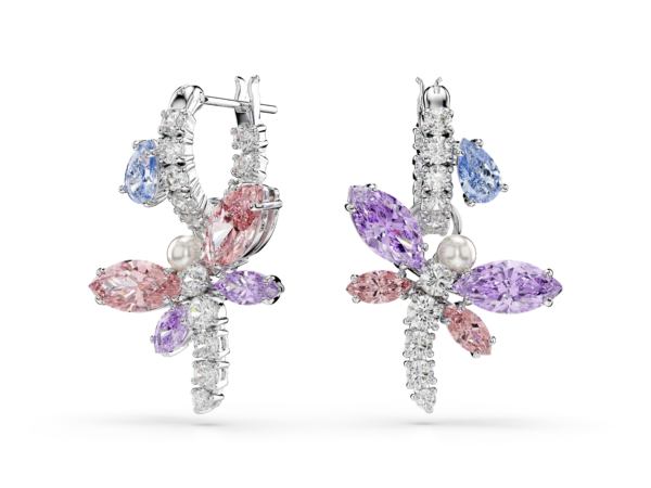 Σκουλαρίκια-σταγόνα Ariana Grande x Swarovski, Μείξη κοπών, Λιβελούλα, Πολύχρωμα, Επιμετάλλωση ροδίου