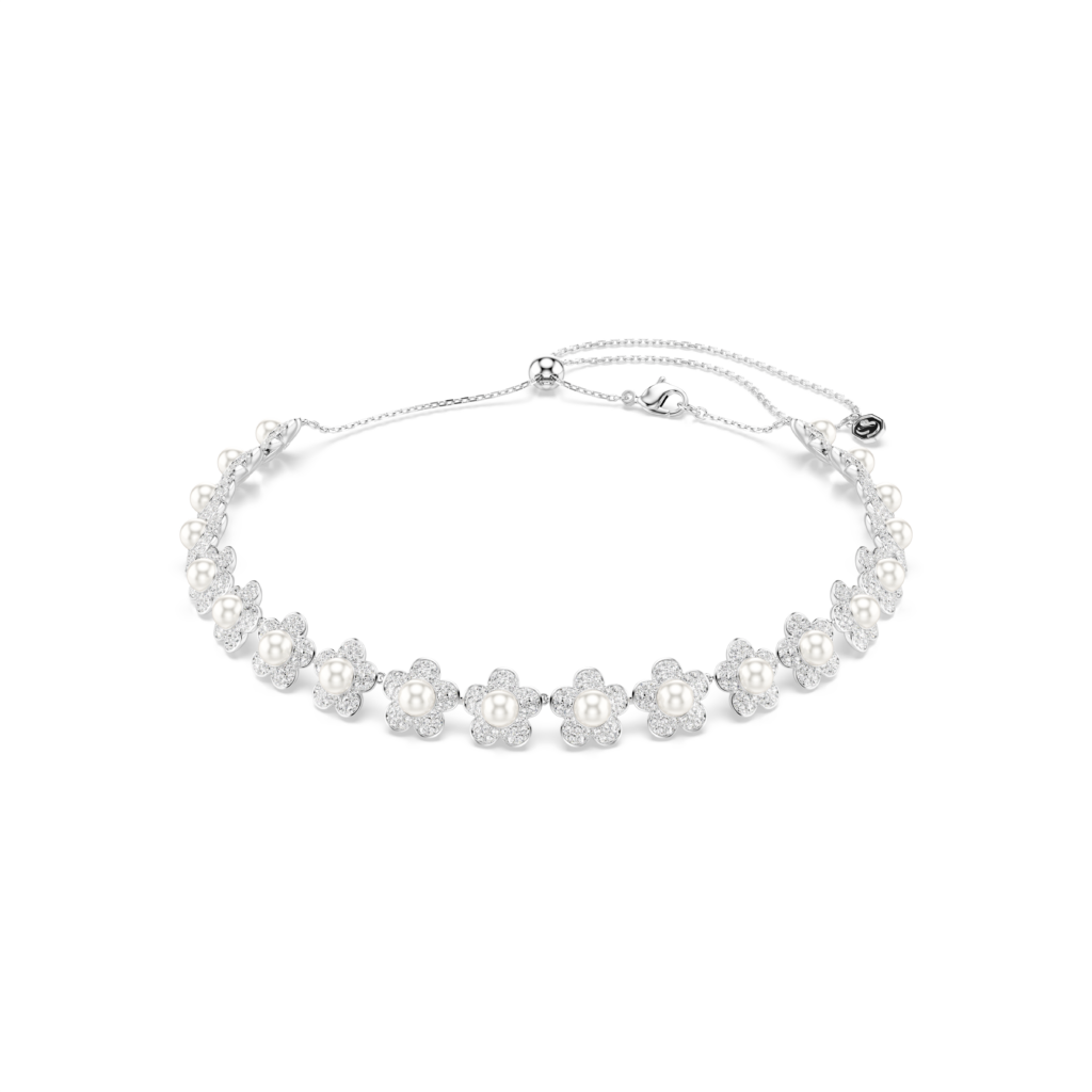 Τσόκερ Ariana Grande x Swarovski, Crystal pearl, Στρογγυλή κοπή, Λευκό, Επιμετάλλωση ροδίου