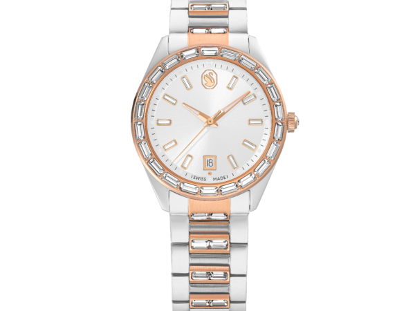 Ρολόι Matrix date, Swiss Made, Μεταλλικό μπρασελέ, Ροζ χρυσαφί τόνος, Φινίρισμα από διάφορα μέταλλα