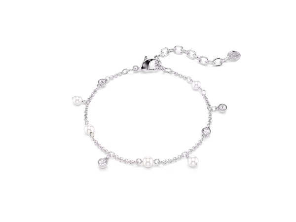 Βραχιόλι Imber, Crystal pearl, Στρογγυλή κοπή, Λευκό, Επιμετάλλωση ροδίου