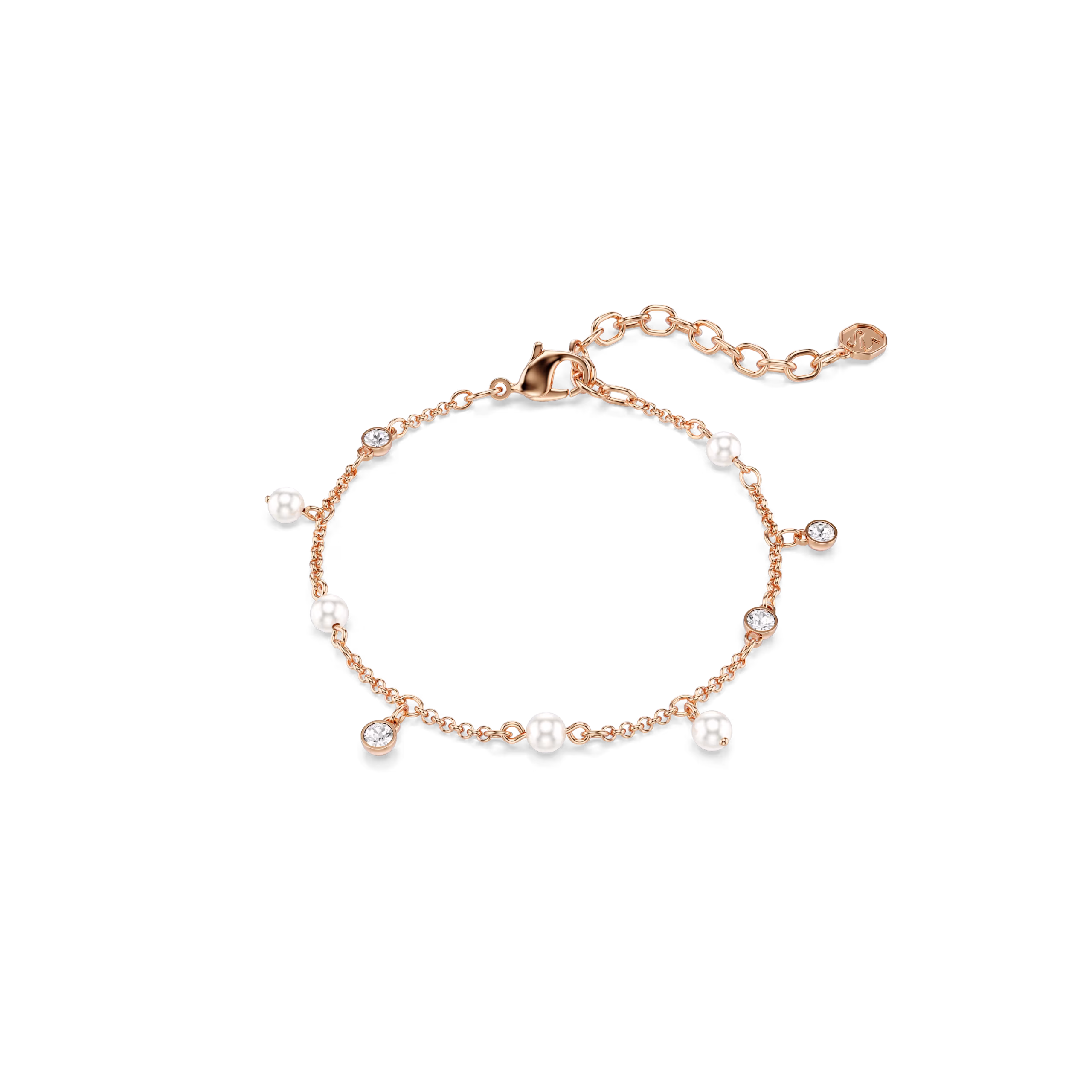 Βραχιόλι Imber, Crystal pearl, Στρογγυλή κοπή, Λευκό, Φινίρισμα με ροζ χρυσό 18 καρατίων