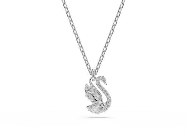 Μενταγιόν Swan, Μείξη κοπών, Κύκνος, Λευκό, Επιμετάλλωση ροδίου