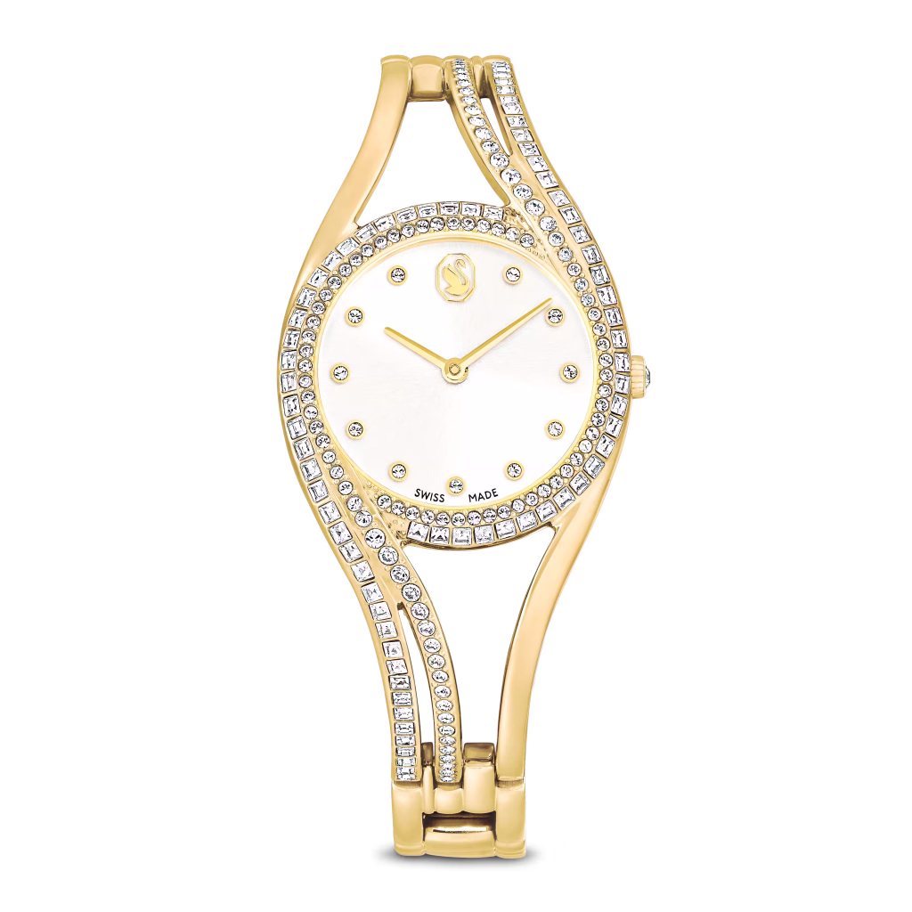 Ρολόι Hyperbola bangle, Swiss Made, Μεταλλικό μπρασελέ, Χρυσαφί τόνος, Φινίρισμα σε χρυσό τόνο