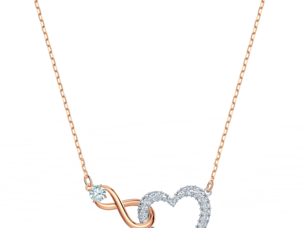Κολιέ Swarovski Infinity Heart από Μεικτά Μέταλλα με Λευκά Κρύσταλλα